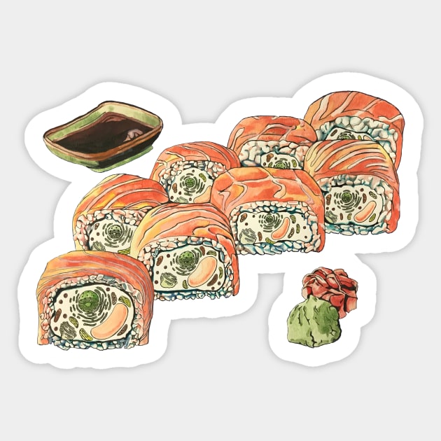 Eukaryotic Sushi Roll Sticker by RaLiz